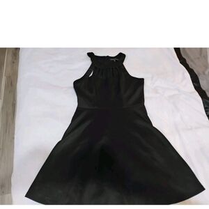 Three Pink Hearts Classic Black Halter Mini Dress